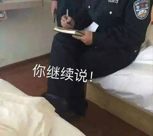  你继续说警察叔叔做笔录表情包笔录叔叔警察继续表情