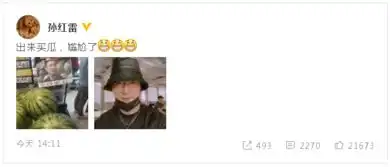  孙红雷买瓜偶遇本人保熟表情包发文自侃好尴尬