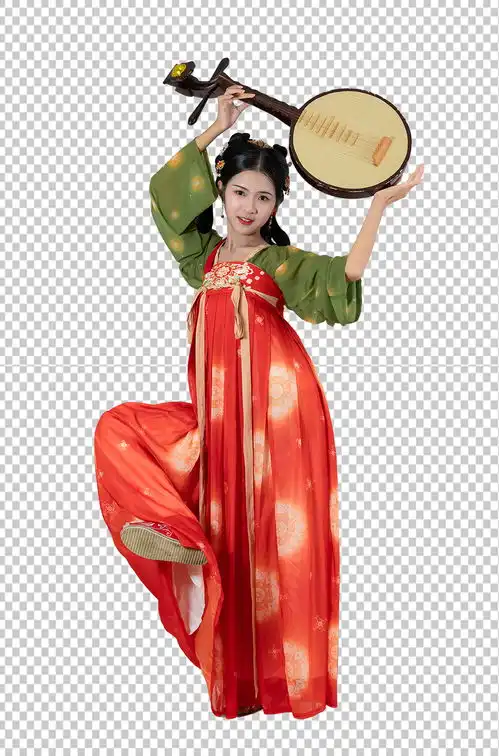  免抠唐制汉服女性人物月琴舞蹈png摄影图素材2